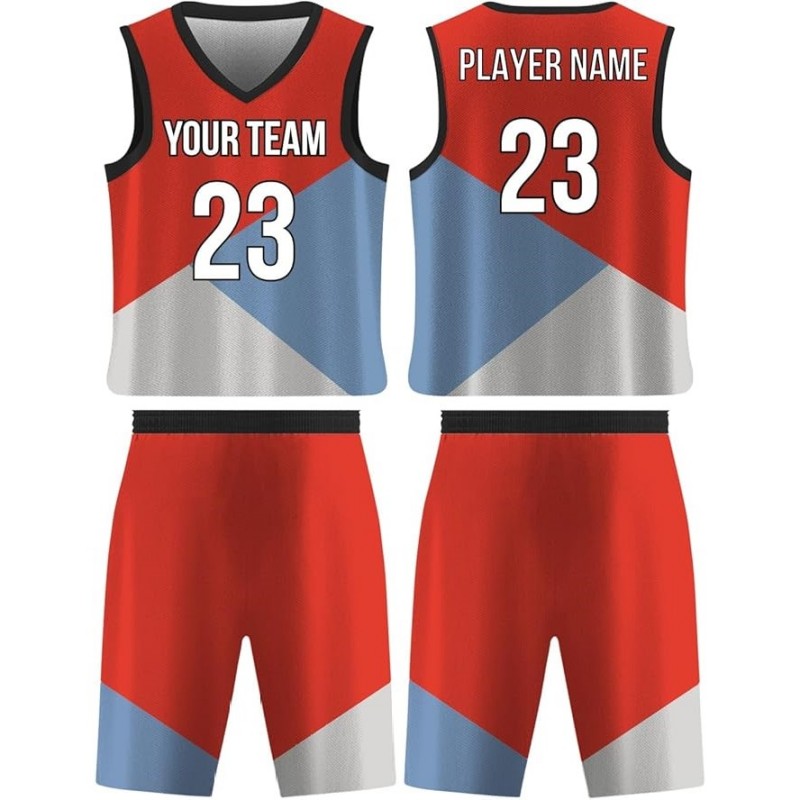 Solid Color Basketball Jersey SetCustom Reversible with Name and Number