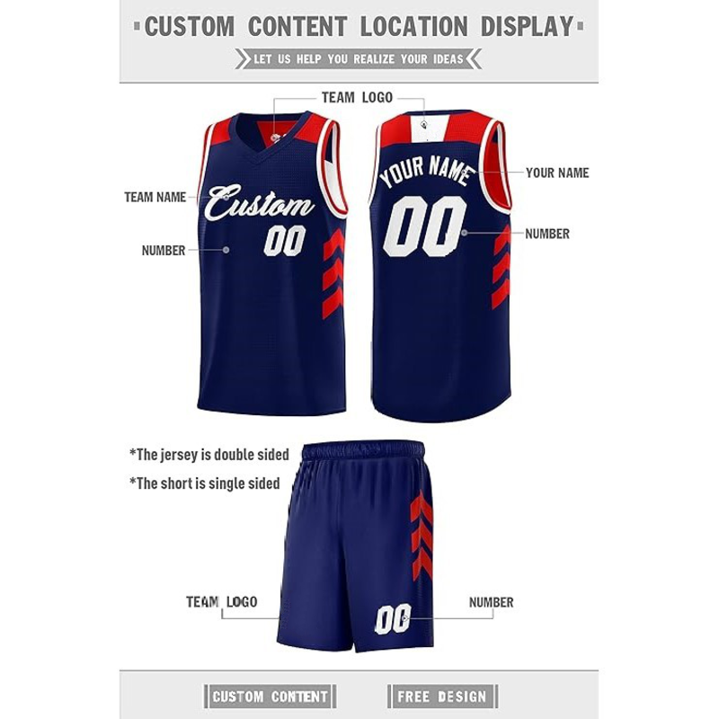 Reversible Basketball Jersey with Custom Player Name and Number