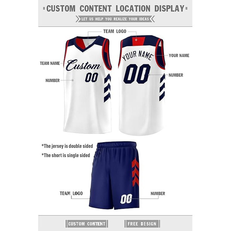 Reversible Basketball Jersey with Custom Player Name and Number