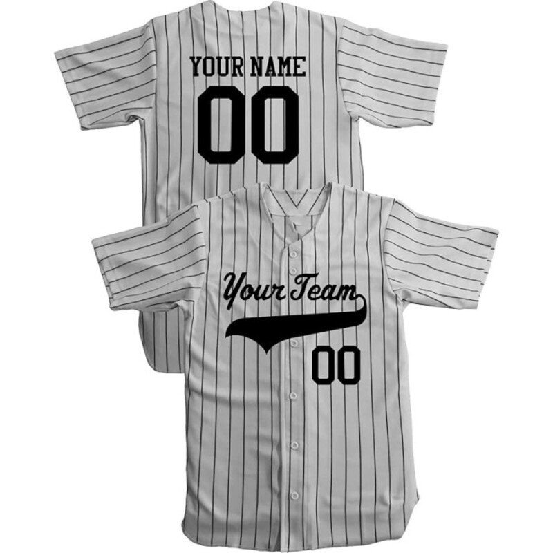 Custom Pinstripe Baseball Jersey 6 Button Team Logo Breathable Stretch Mesh