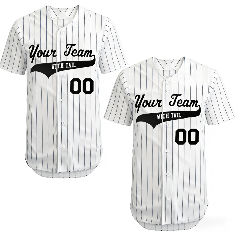 Custom Pinstripe Baseball Jersey 6 Button Team Logo Breathable Stretch Mesh