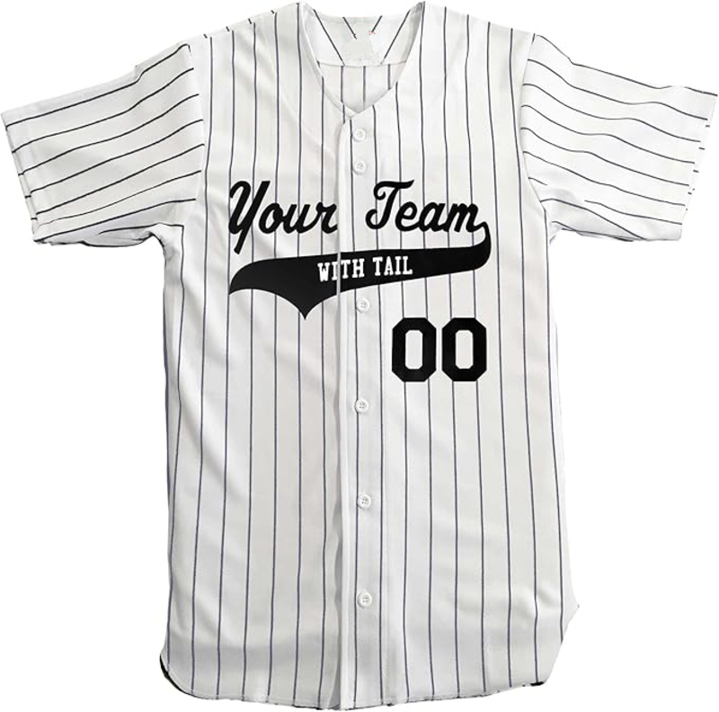 Custom Pinstripe Baseball Jersey 6 Button Team Logo Breathable Stretch Mesh