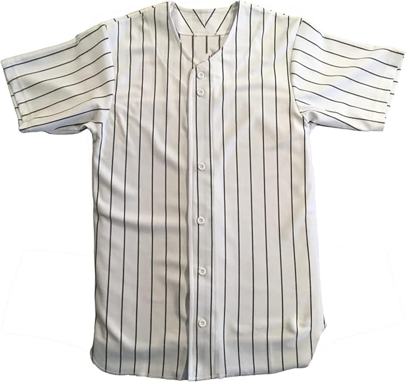 Custom Pinstripe Baseball Jersey 6 Button Team Logo Breathable Stretch Mesh