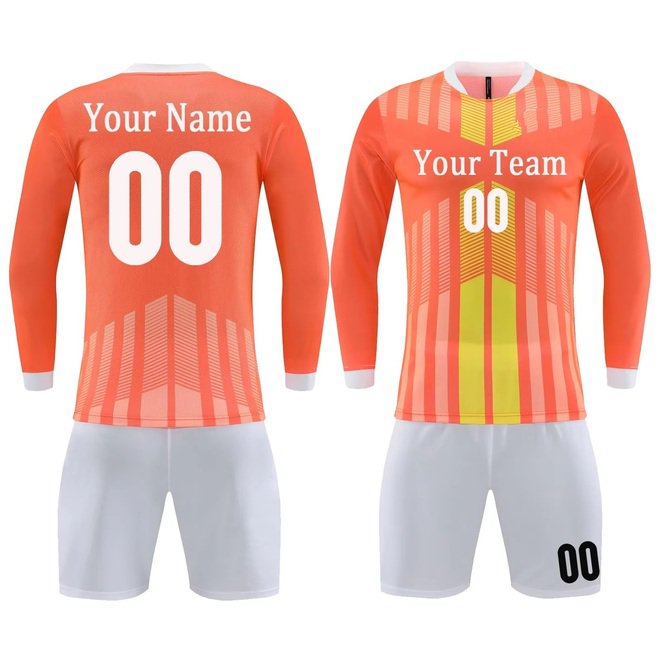 Printed Long Sleeved Mens Football Jersey Set