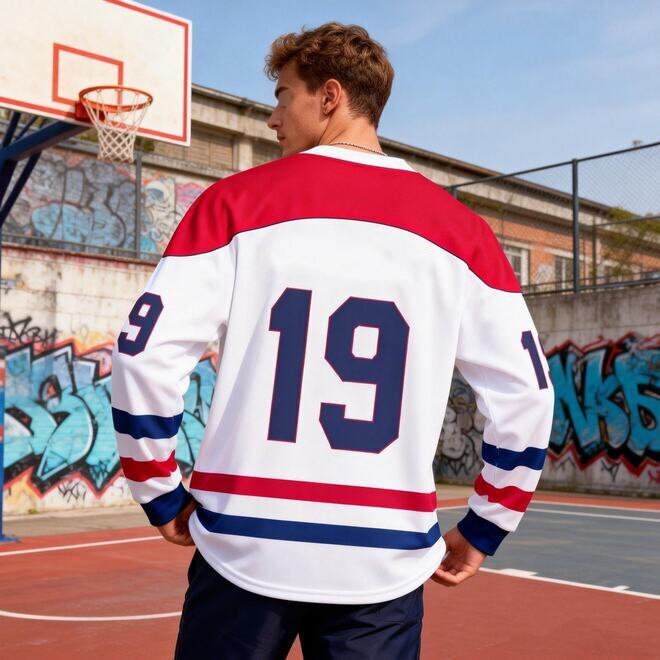 V Neck Long Sleeve Fashion Unisex Hockey Jersey