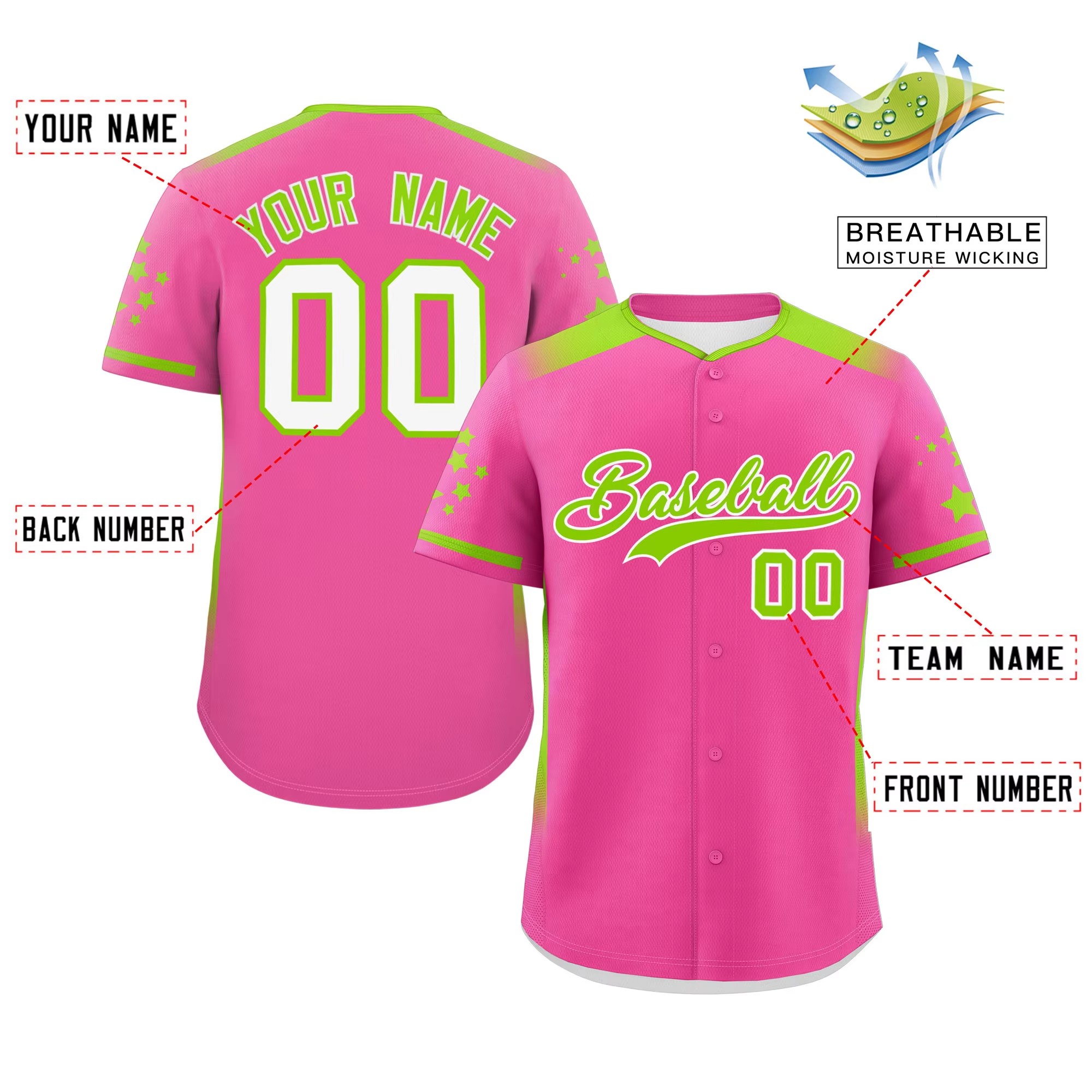 Custom Made Breathable Short Sleeve Baseball Jersey
