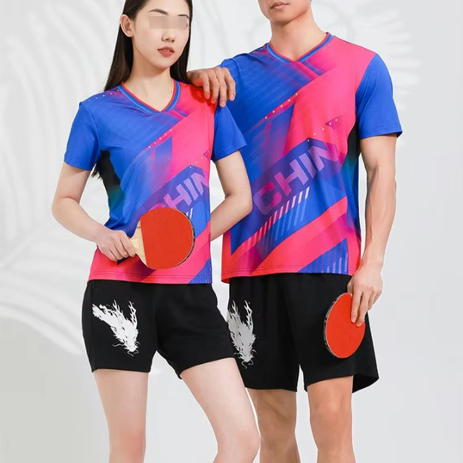 Short Sleeve Men and Women T Shirt Shorts Couple Sets for Badminton